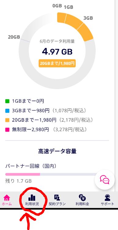 my楽天モバイル アプリ版