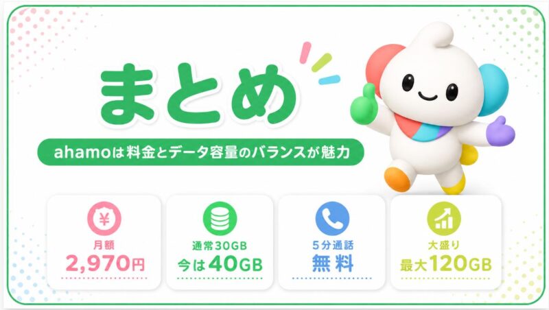 まとめ｜ahamoは料金とデータ容量のバランスが魅力