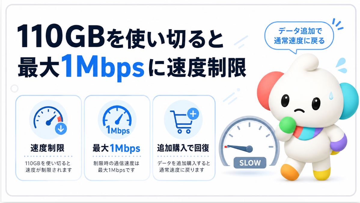 110GBを使い切ると最大1Mbpsに速度制限