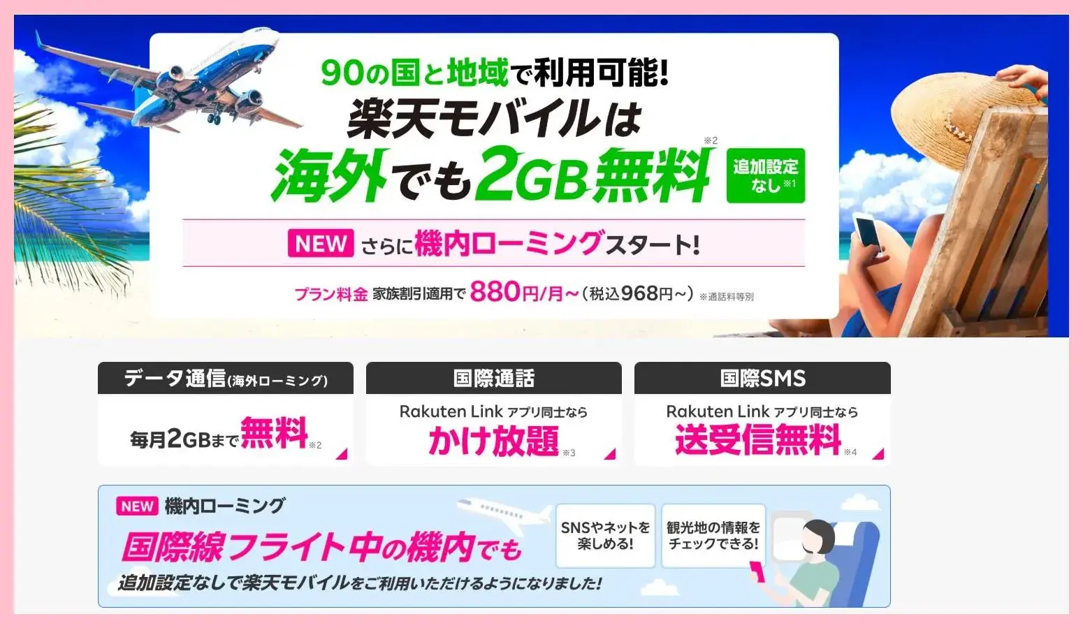 楽天モバイルは海外でも2GB無料