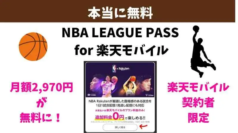 NBA LEAGUE PASS for 楽天モバイル！月額2,970円が無料で視聴できる特典