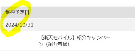 ちなみに10月31日に獲得予定のポイントは、10月26日に反映されていました。