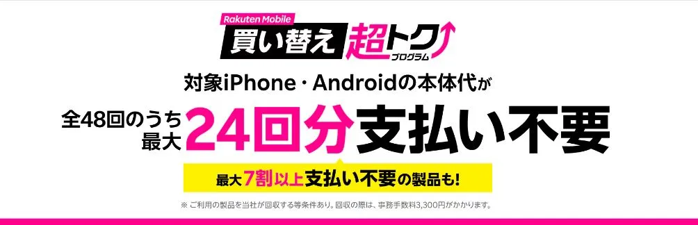 楽天モバイル買い替え超トクプログラム(iPhone・Android)