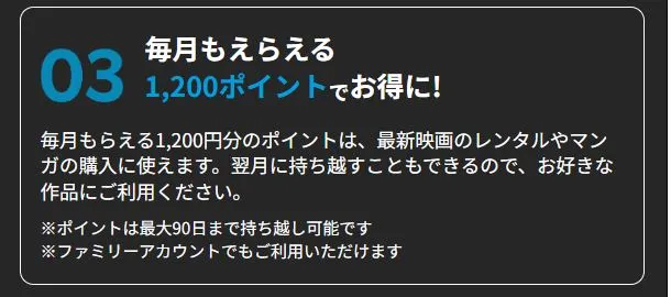 U-NEXTの1,200ポイントは付与されない