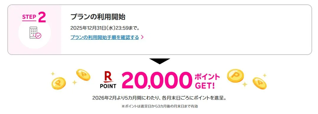 プラン利用開始も忘れずに