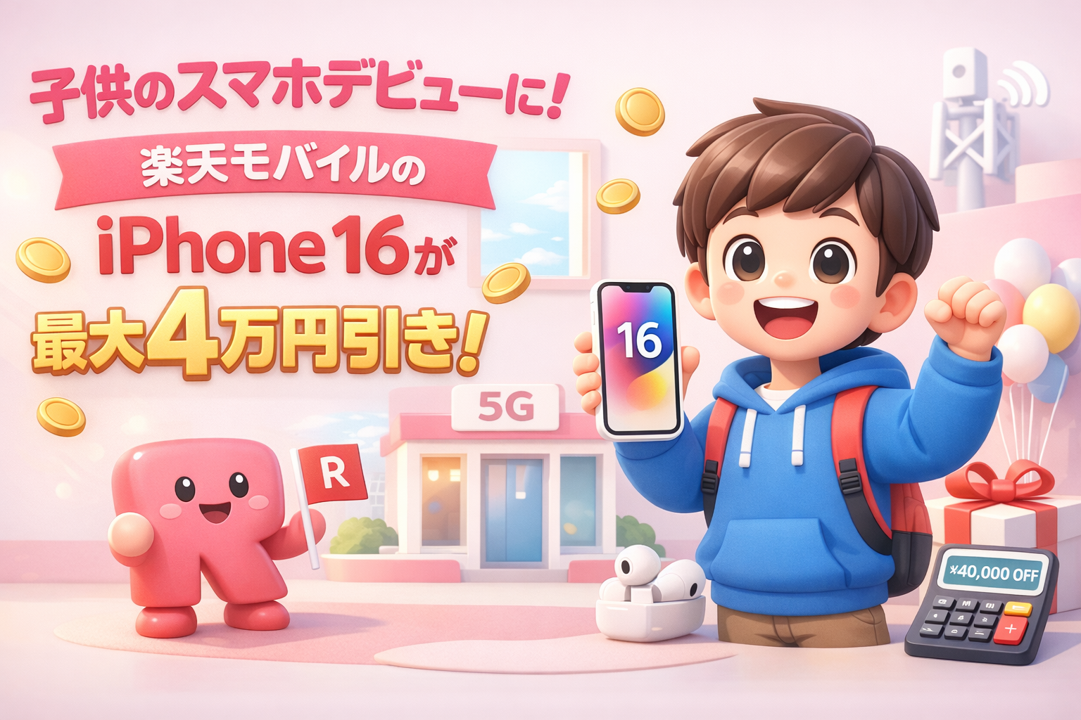 【楽天モバイル】18歳までにおすすめ！iPhone×新生活応援キャンペーンまとめ｜子どものiPhoneデビューが最大4万円相当おトク