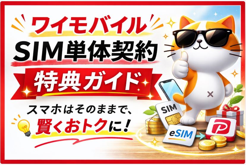 ワイモバイルのSIM単体契約！乗り換え最大26,000円相当キャンペーン中