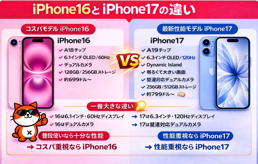 iPhone16 vs iPhone17e vs iPhone17（コスパ比較）
