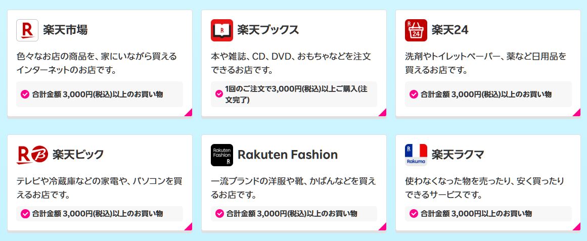 楽天市場だと、合計3,000円以上(税込)の買い物が必要