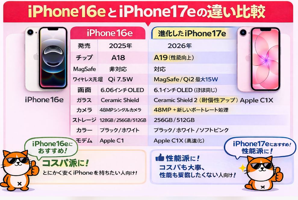 iPhone 16eと比較表