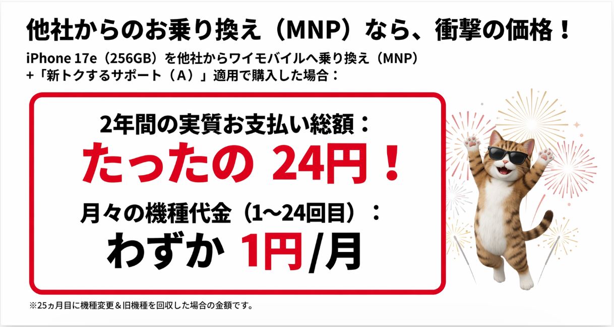 iPhone17e（ワイモバイル）の価格まとめ