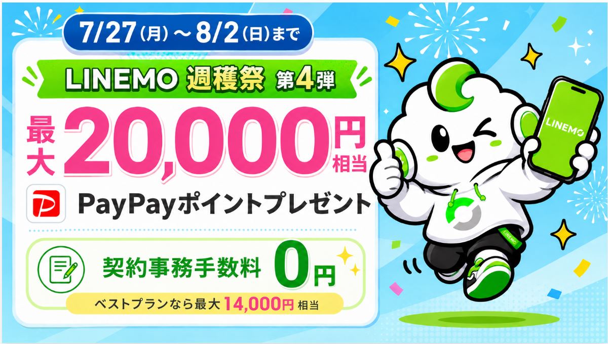 LINEMOの契約事務手数料無料キャンペーン