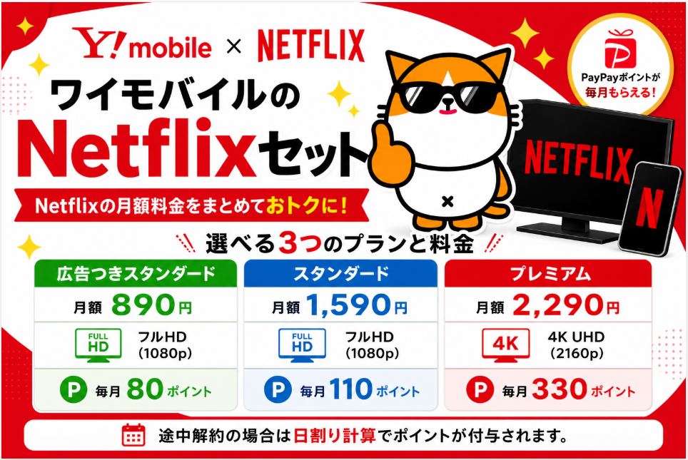 ワイモバイルならNetflixがお得！毎月PayPayポイントがもらえる「Netflixセット」を解説