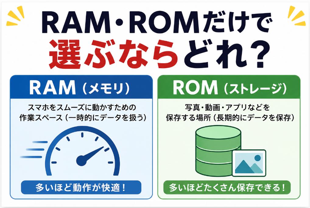 RAM・ROMだけで選ぶならどれ？