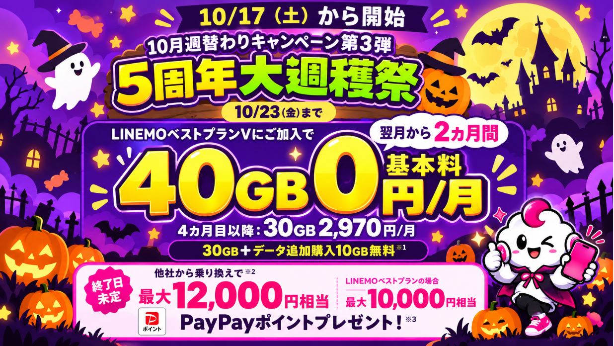 月額料金を安くしたいなら10月17日〜10月23日