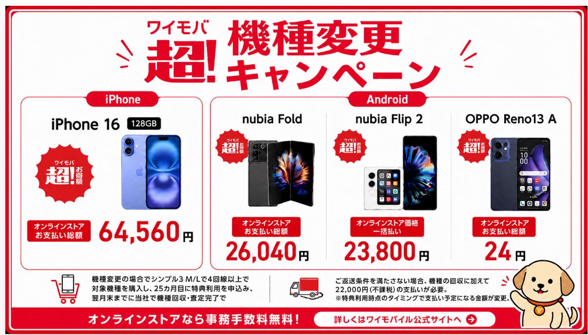 機種変更の場合の条件