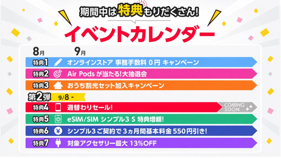 ワイモバイルのイベントカレンダー