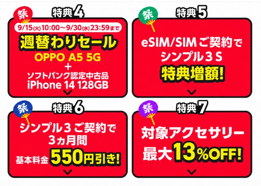 ワイモバイルの週替りスマホキャンペーン