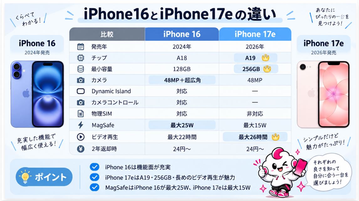 iPhone16とiPhone17eの違い